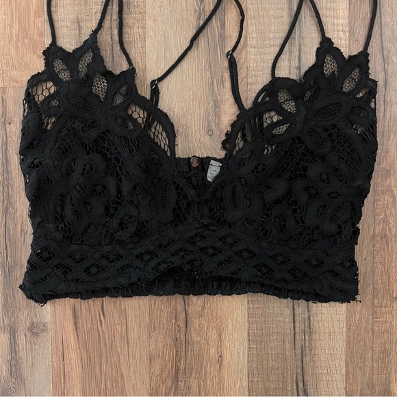 Free People Adella Crochet Lace Bralette Black - Picture 6 of 10